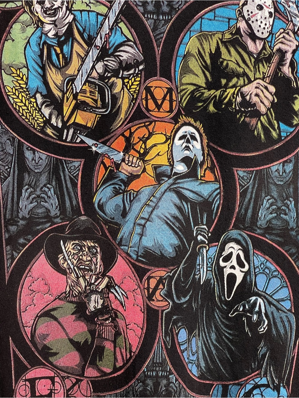 Horror Icons Collage Graphic Tee - Multicolor
